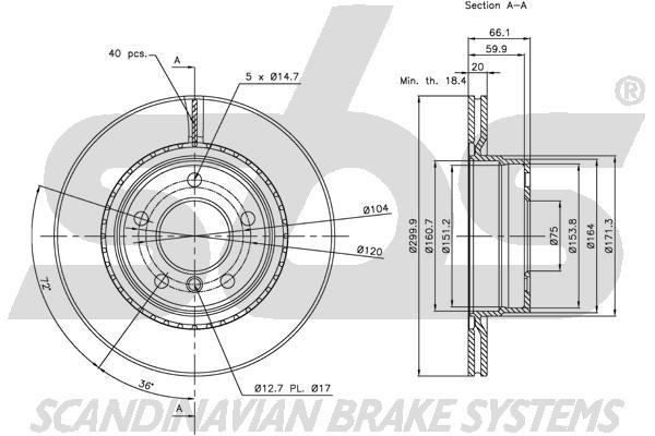 SBS 1815311558 Rear ventilated brake disc 1815311558