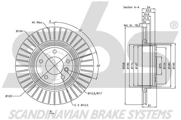 SBS 1815311562 Rear ventilated brake disc 1815311562