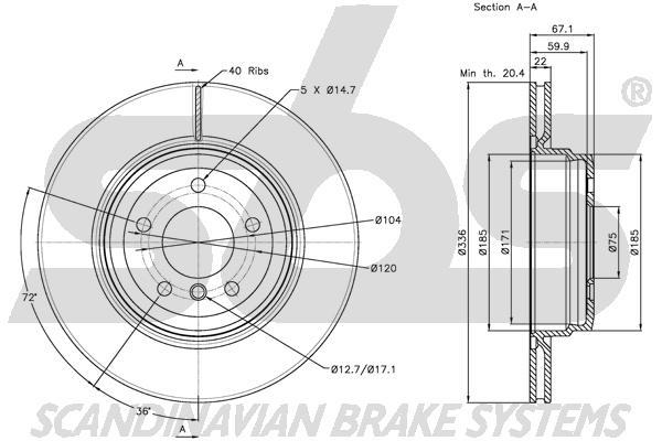 SBS 1815311569 Rear ventilated brake disc 1815311569