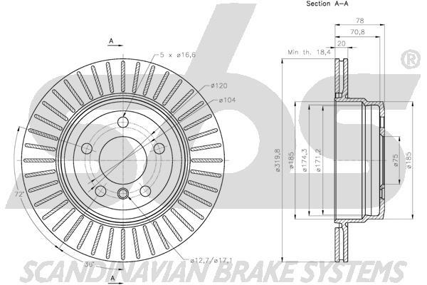 SBS 1815311583 Rear ventilated brake disc 1815311583