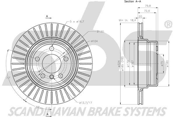 SBS 1815311585 Rear ventilated brake disc 1815311585