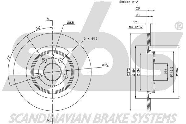 SBS 1815311934 Rear brake disc, non-ventilated 1815311934
