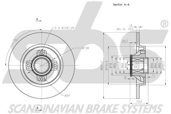 SBS 1815311951 Rear brake disc, non-ventilated 1815311951