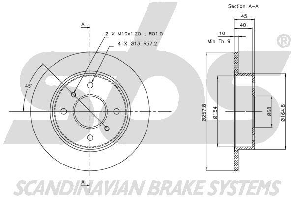 SBS 1815312229 Rear brake disc, non-ventilated 1815312229