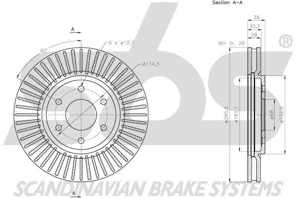 SBS 1815312275 Front brake disc ventilated 1815312275