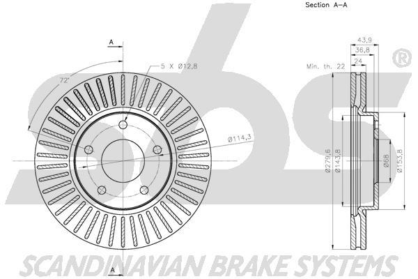 SBS 1815312277 Front brake disc ventilated 1815312277