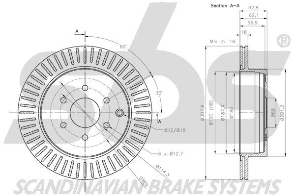 SBS 1815312281 Rear ventilated brake disc 1815312281