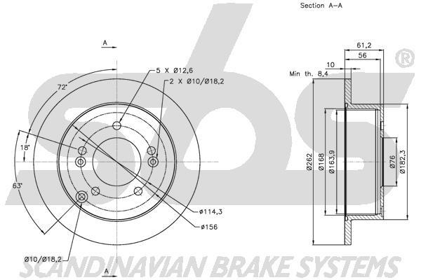 SBS 1815313424 Rear brake disc, non-ventilated 1815313424