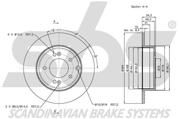 SBS 1815313425 Rear brake disc, non-ventilated 1815313425