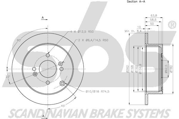SBS 1815313430 Rear brake disc, non-ventilated 1815313430