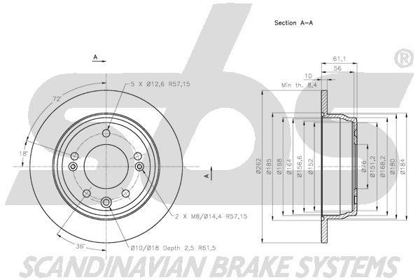 SBS 1815313527 Rear brake disc, non-ventilated 1815313527