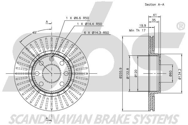 SBS 1815313617 Front brake disc ventilated 1815313617