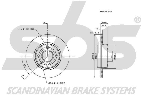 SBS 1815313649 Rear brake disc, non-ventilated 1815313649