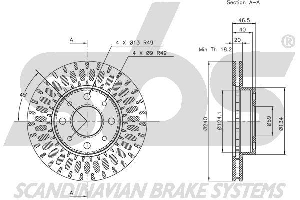 SBS 1815312331 Front brake disc ventilated 1815312331