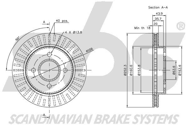 SBS 1815312535 Rear ventilated brake disc 1815312535