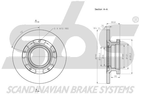 SBS 1815312579 Rear brake disc, non-ventilated 1815312579