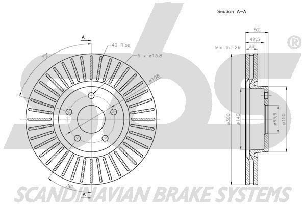 SBS 1815312581 Front brake disc ventilated 1815312581