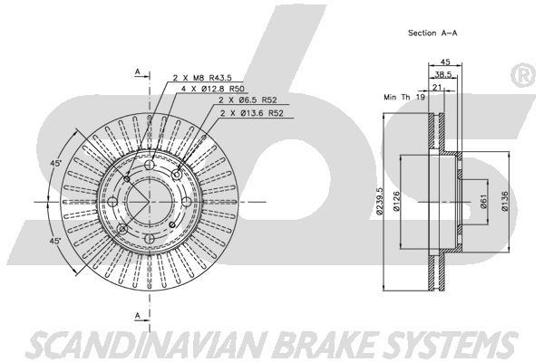 SBS 1815312615 Front brake disc ventilated 1815312615