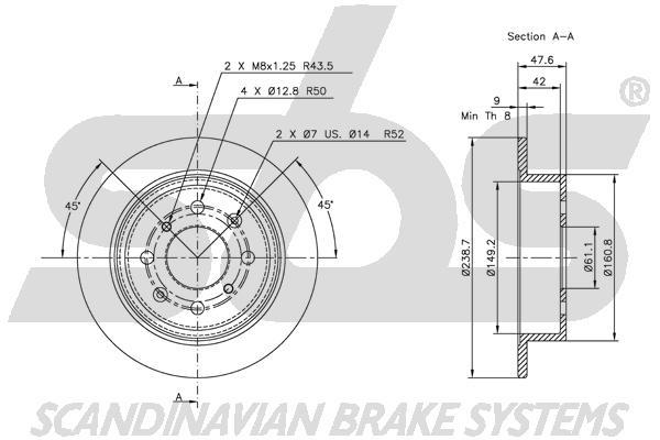 SBS 1815312621 Rear brake disc, non-ventilated 1815312621