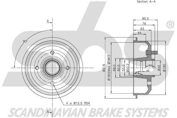SBS 1825252526 Rear brake drum 1825252526