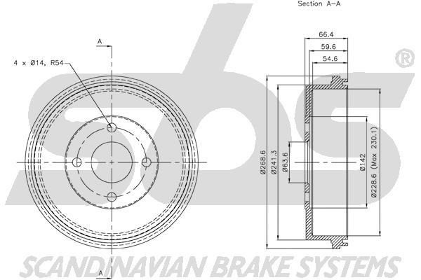 SBS 1825252528 Rear brake drum 1825252528