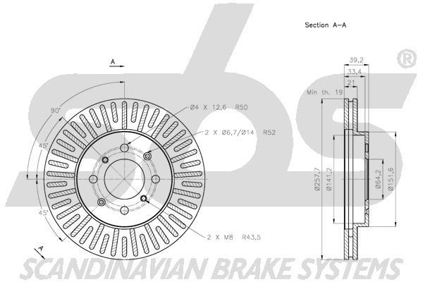 SBS 1815312647 Front brake disc ventilated 1815312647