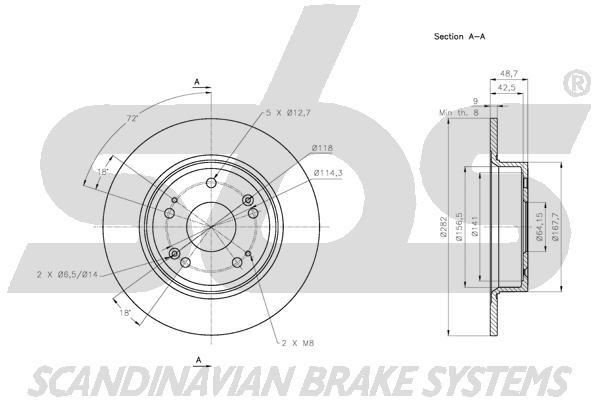 SBS 1815312650 Rear brake disc, non-ventilated 1815312650