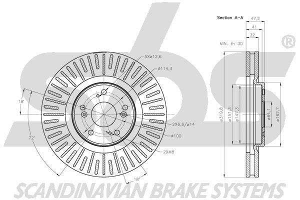 SBS 1815312651 Front brake disc ventilated 1815312651