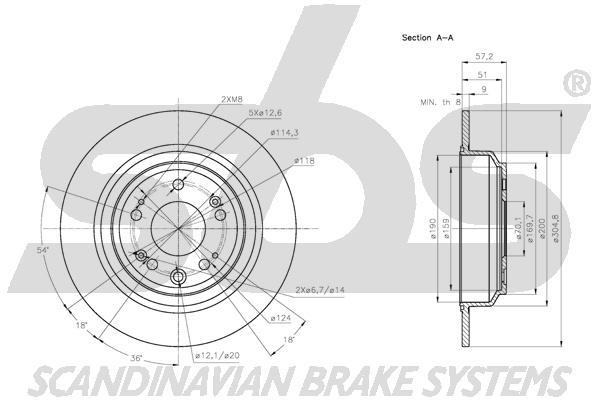 SBS 1815312652 Rear brake disc, non-ventilated 1815312652