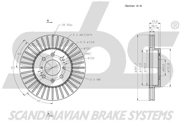 SBS 1815312656 Front brake disc ventilated 1815312656