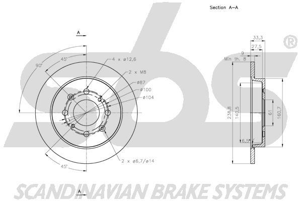SBS 1815312657 Rear brake disc, non-ventilated 1815312657