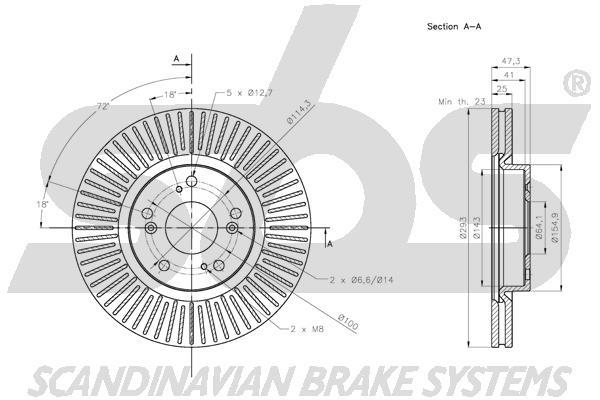 SBS 1815312662 Front brake disc ventilated 1815312662