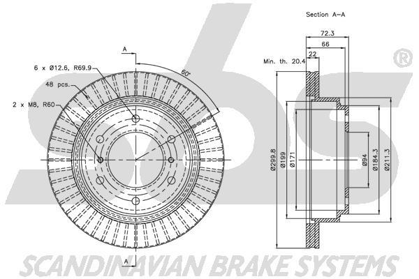 SBS 1815313041 Rear ventilated brake disc 1815313041