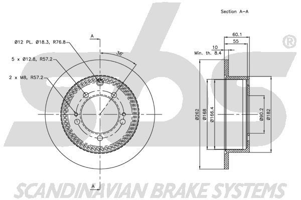 SBS 1815313042 Rear brake disc, non-ventilated 1815313042