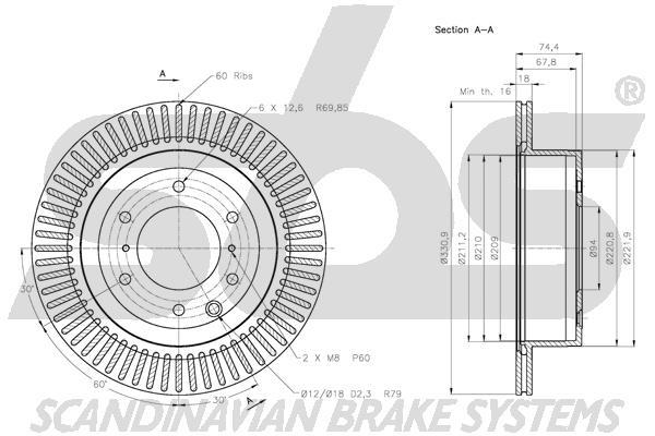 SBS 1815313056 Rear ventilated brake disc 1815313056