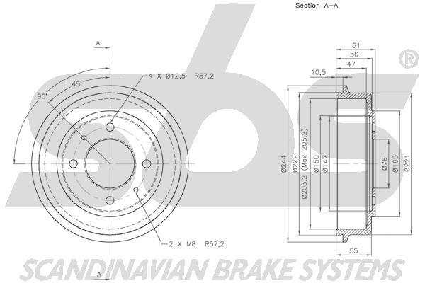 SBS 1825253401 Rear brake drum 1825253401