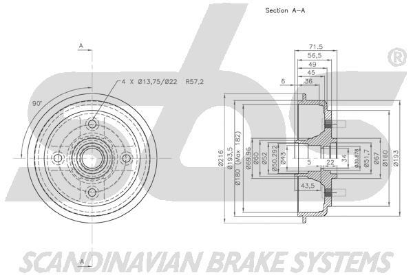 SBS 1825253403 Rear brake drum 1825253403