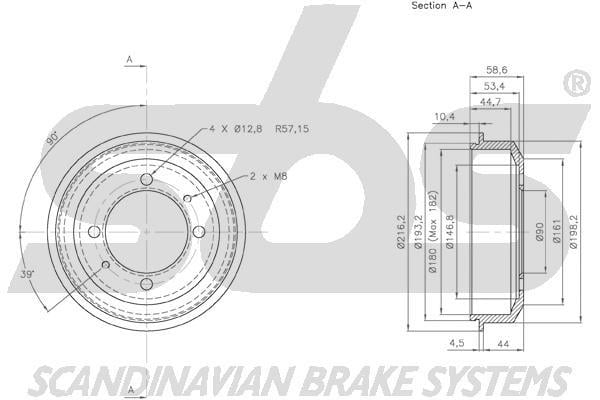 SBS 1825253405 Rear brake drum 1825253405