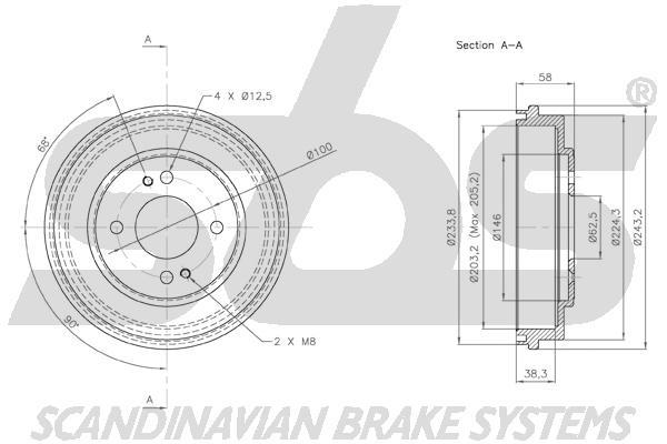 SBS 1825253408 Rear brake drum 1825253408