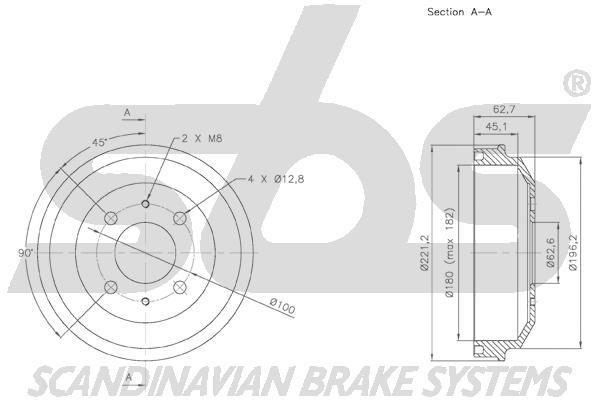 SBS 1825253409 Rear brake drum 1825253409