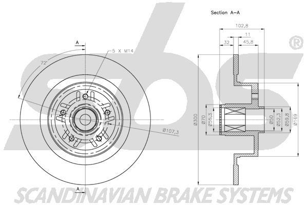 SBS 1815203987 Rear brake disc, non-ventilated 1815203987