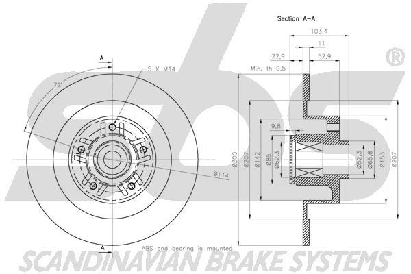 SBS 1815203988 Rear brake disc, non-ventilated 1815203988