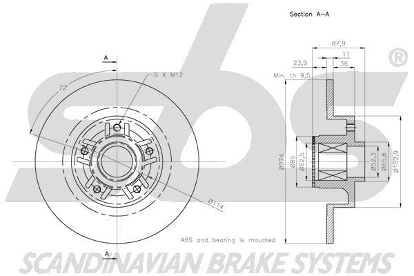 SBS 1815203991 Rear brake disc, non-ventilated 1815203991