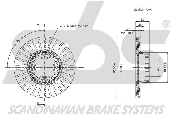 SBS 1815204405 Front brake disc ventilated 1815204405