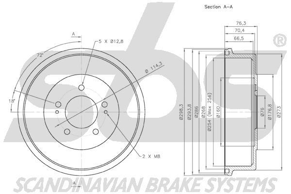 SBS 1825253411 Rear brake drum 1825253411