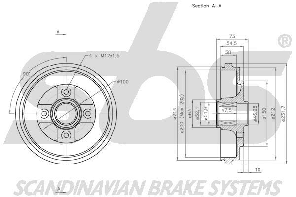 SBS 1825253625 Brake drum with wheel bearing, assy 1825253625