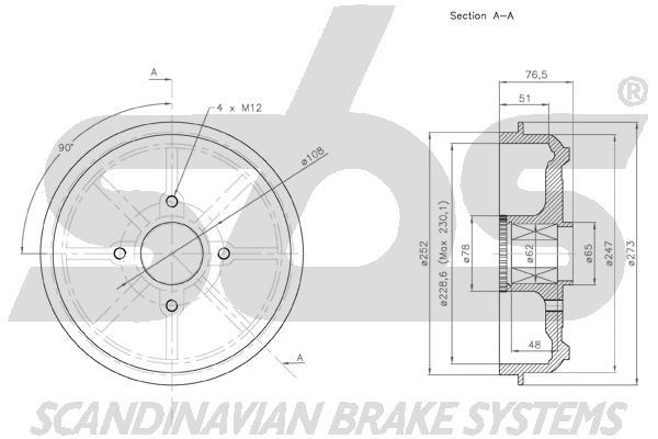 SBS 1825253715 Brake drum with wheel bearing, assy 1825253715