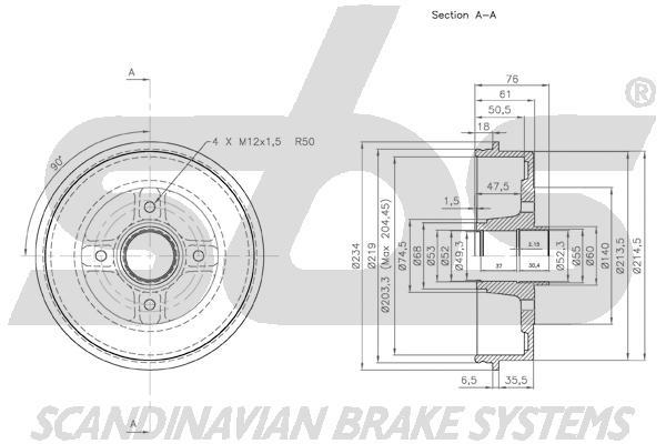 SBS 1825253908 Rear brake drum 1825253908
