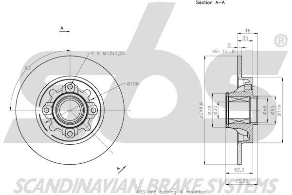 SBS 1815313738 Rear brake disc, non-ventilated 1815313738