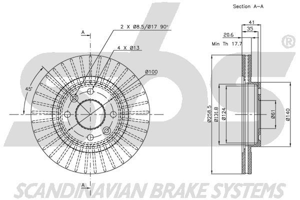 SBS 1815313910 Front brake disc ventilated 1815313910